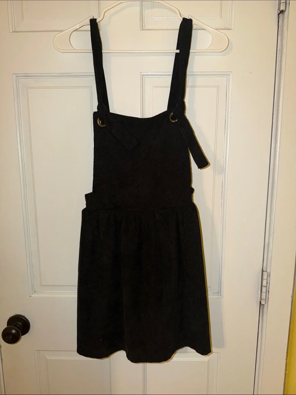 Girls Black Pinafore Dress with Adjustable Straps - Picture 1 of 2